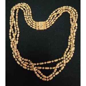 Vintage Mariam Haskell Brass Bead Festoon Multi-strand Necklace 1930's Art Deco
